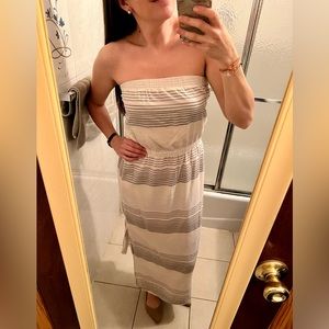 Theory Strapless Striped Maxi Dress